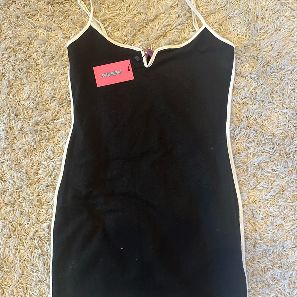 Edikted Black Slip Dress with White Trim
